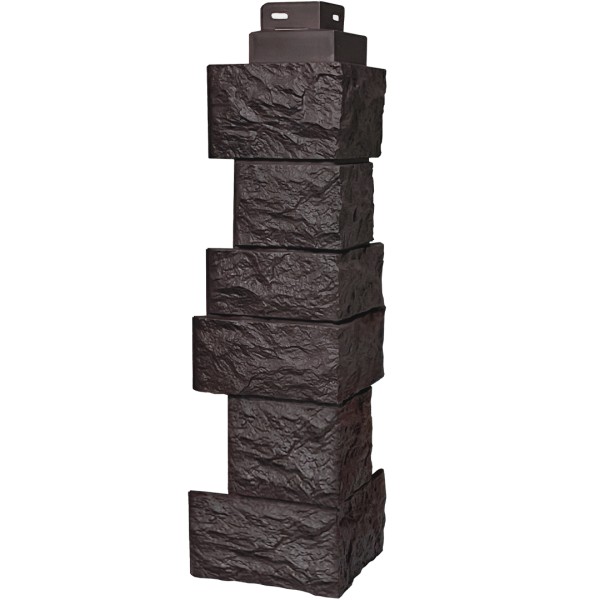 Цокольный сайдинг FineBer – Серия “Дикий камень”, Угол наружный, Коричневый купить в Кимрах