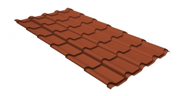 Металлочерепица камея GL 0,5 GreenCoat Pural RR 750 кирпично-красный (RAL 8004 терракота) купить в Кимрах
