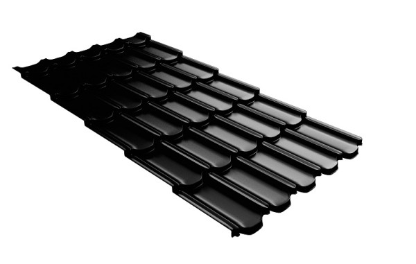 Металлочерепица квинта плюс с 3D резом 0,5 GreenСoat Pural Matt RR 33 черный (RAL 9005 черный) купить в Кимрах