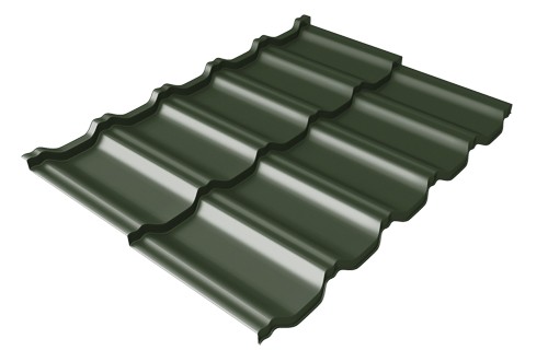 Металлочерепица модульная Квинта Uno Grand Line c 3D резом 0,5 GreenСoat Pural Matt RR 11 темно-зеленый (RAL 6020 хромовая зелень) купить в Кимрах