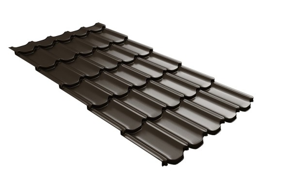 Металлочерепица квинта плюс с 3D резом 0,5 GreenСoat Pural RR 32 темно-коричневый (RAL 8019 серо-коричневый) купить в Кимрах