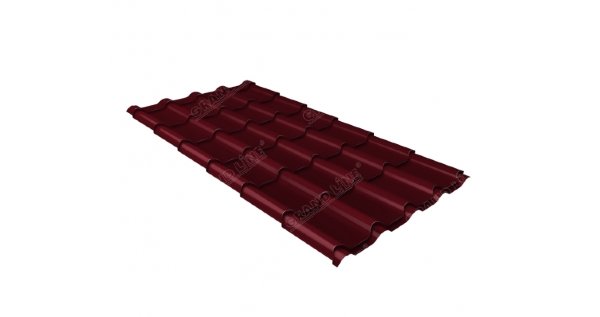 Металлочерепица камея 0,5 Satin RAL 3005 красное вино купить в Кимрах