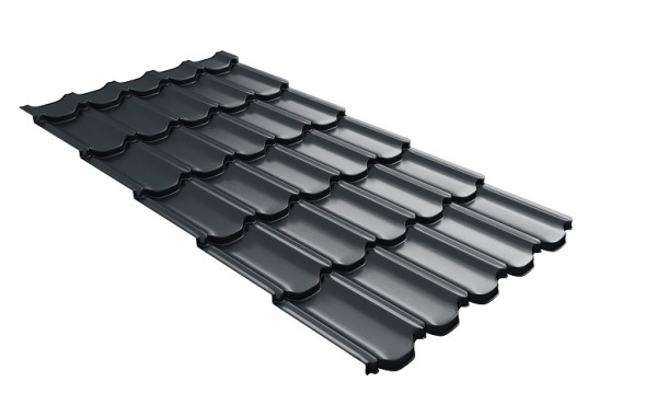 Металлочерепица квинта плюс с 3D резом 0,5 Satin RAL 7016 антрацитово-серый купить в Кимрах