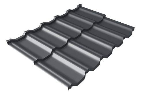 Металлочерепица модульная Квинта Uno Grand Line c 3D резом 0,45 Drap RAL 7024 мокрый асфальт купить в Кимрах