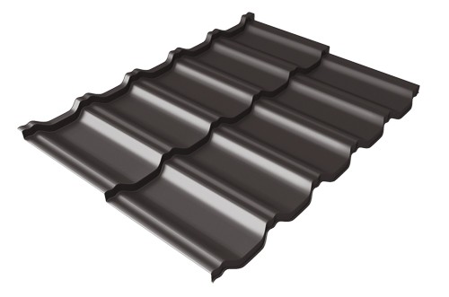 Металлочерепица модульная Квинта Uno Grand Line c 3D резом 0,5 Satin RR 32 темно-коричневый купить в Кимрах