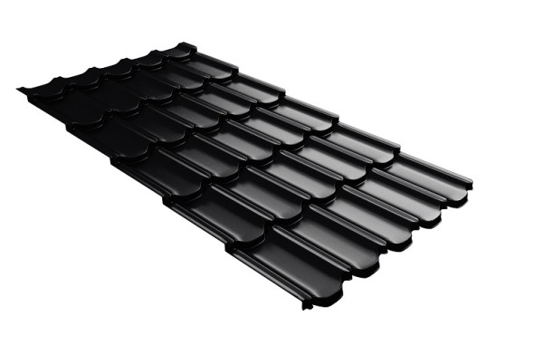 Металлочерепица квинта плюс с 3D резом 0,5 Satin Мatt RAL 9005 черный купить в Кимрах